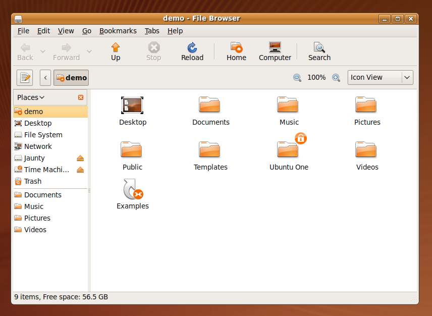 Default Nautilus interface showing complex toolbar layout